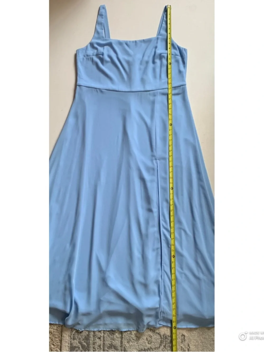 Lulu's Sky Blue Square Neck Maxi Dress with Front Slit